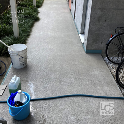 マンション床洗浄前:右京区