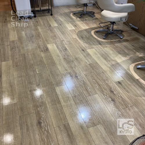 京都市中京区の美容室さま床洗浄ワックス４