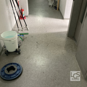 中京区マンション床洗浄前