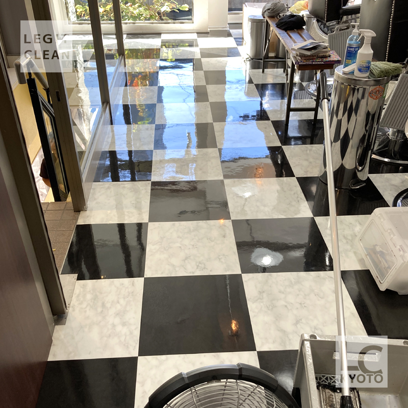 京都市中京区の美容室さま床洗浄＆ワックス施工仕上がり２